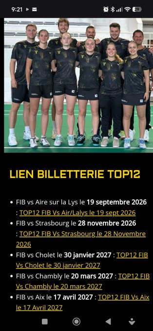 Calendrier FIB TOP12 2026/2027
